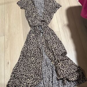 Leopard Print Wrap Dress
